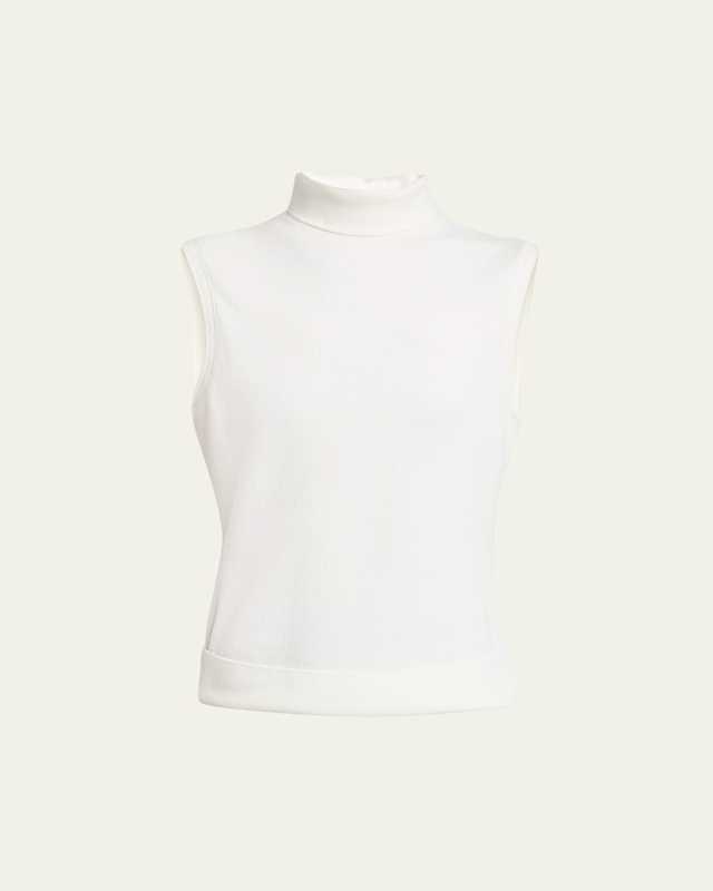 Sandrine Mock-Neck Souffle Knit Top